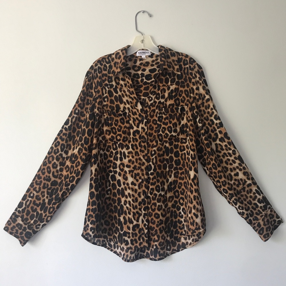 Leopard button up blouse